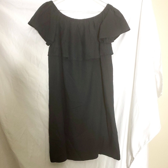 Saks Fifth Avenue  Blue Off  Shoulder Ruffle Dress - Picture 3 of 7